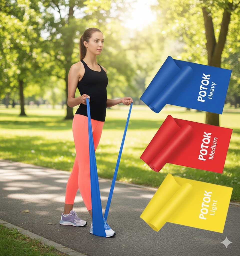 Elastic Fitness Bands, 3 Pieces Resistance Bands with 3 Levels, for Men, Women, Exercises for Muscular, Buttocks, Legs, Femur and Yoga at Home and Gym